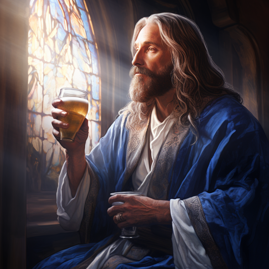 Jesus enjoying a Bud Light beer