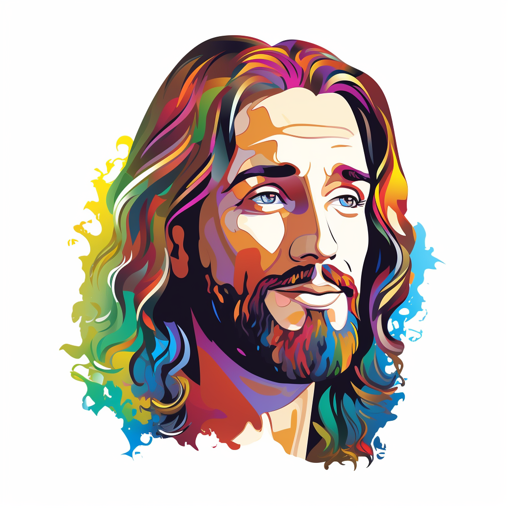 Vibrant Jesus Face Vector Graphic