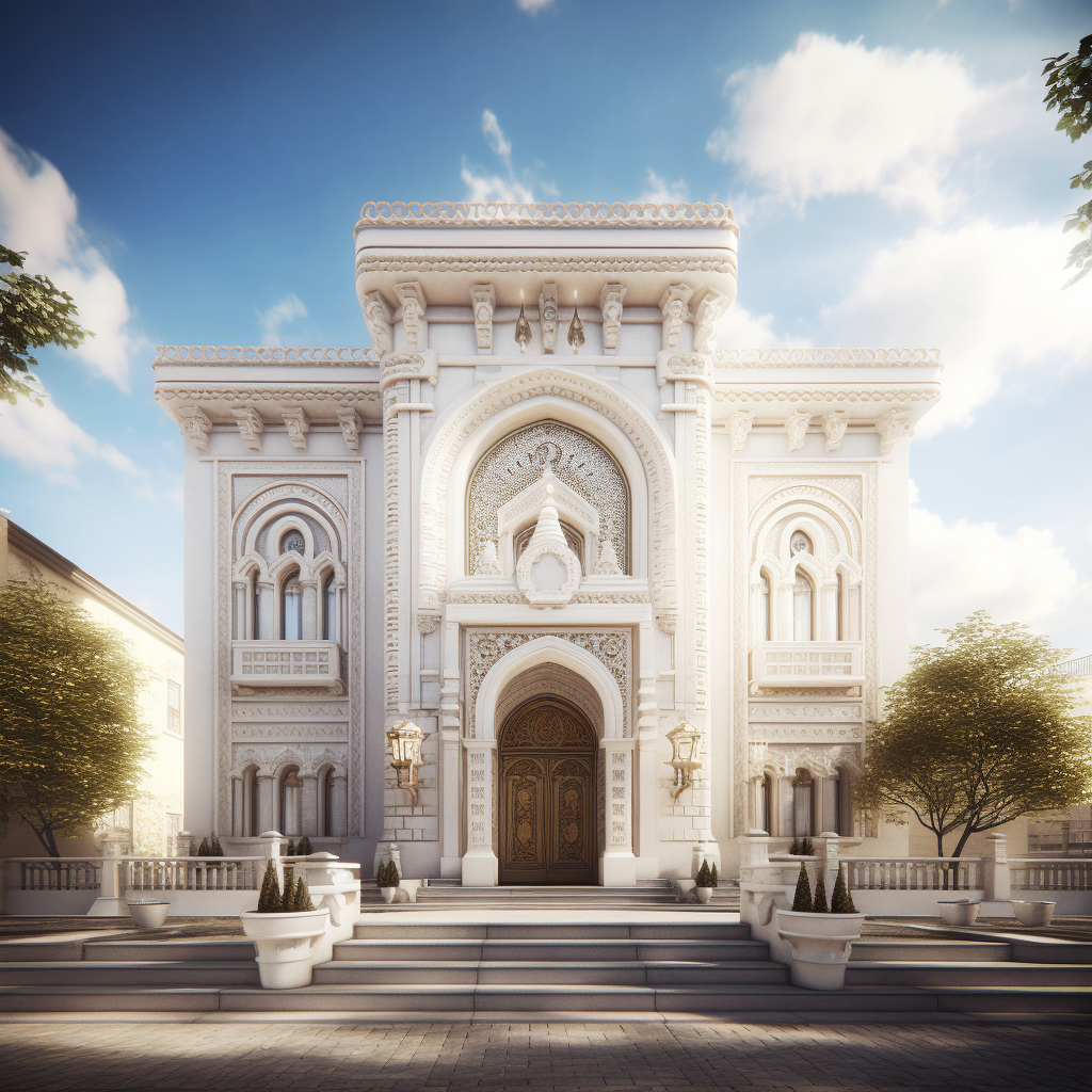 Jewish synagogue in daylight with clean sky