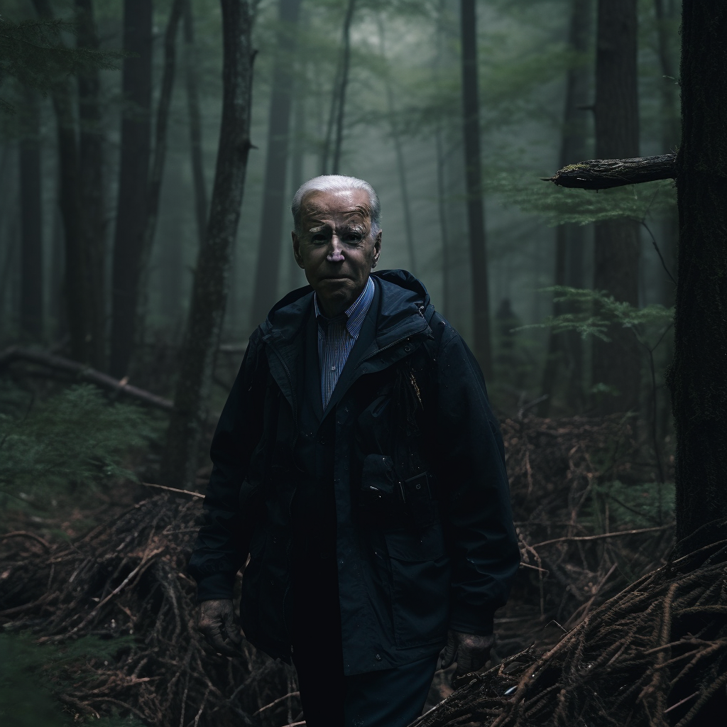 Joe Biden confused in the woods