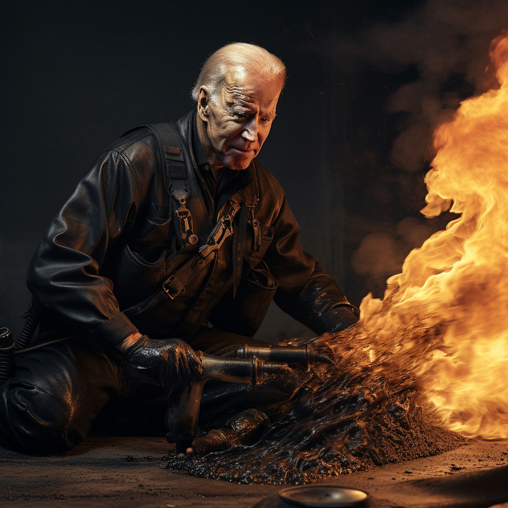 Joe Biden pouring gasoline on oil fire