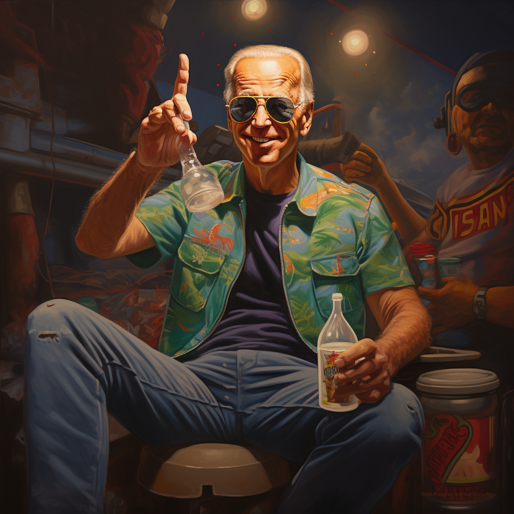 Joe Biden holding Big Gulp and making gang signs