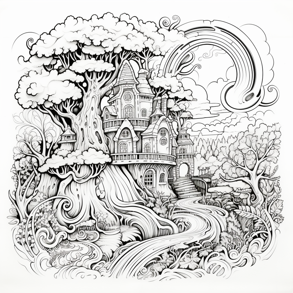 Coloring book page with Jólasveinar handing out presents
