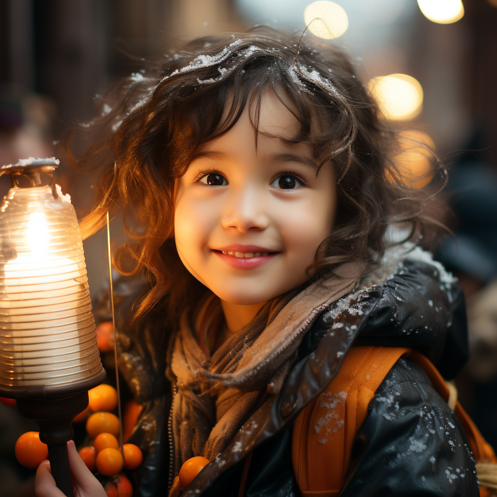 Smiling child excited for New Year's celebration