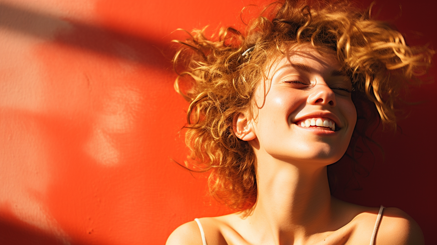 Woman basking in sunlight with joy