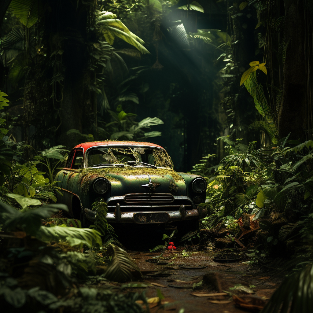 Gorie carrying car in jungle