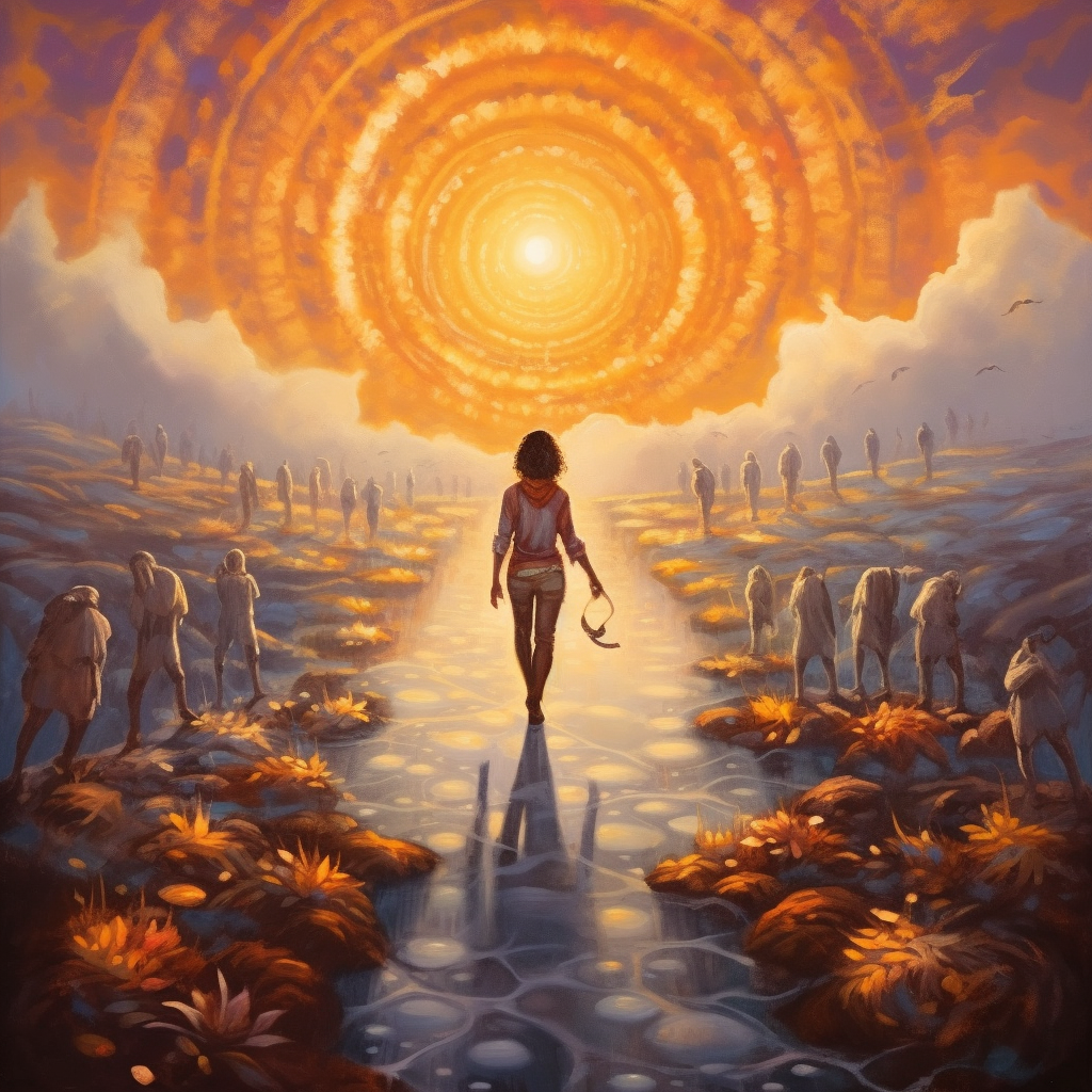 karma release path goals sunlight waterpainting body