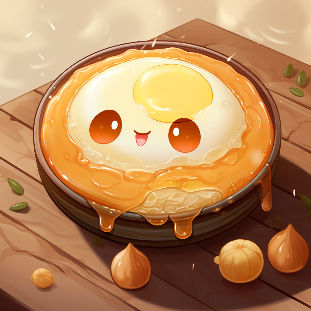 Cute egg flan anime illustration