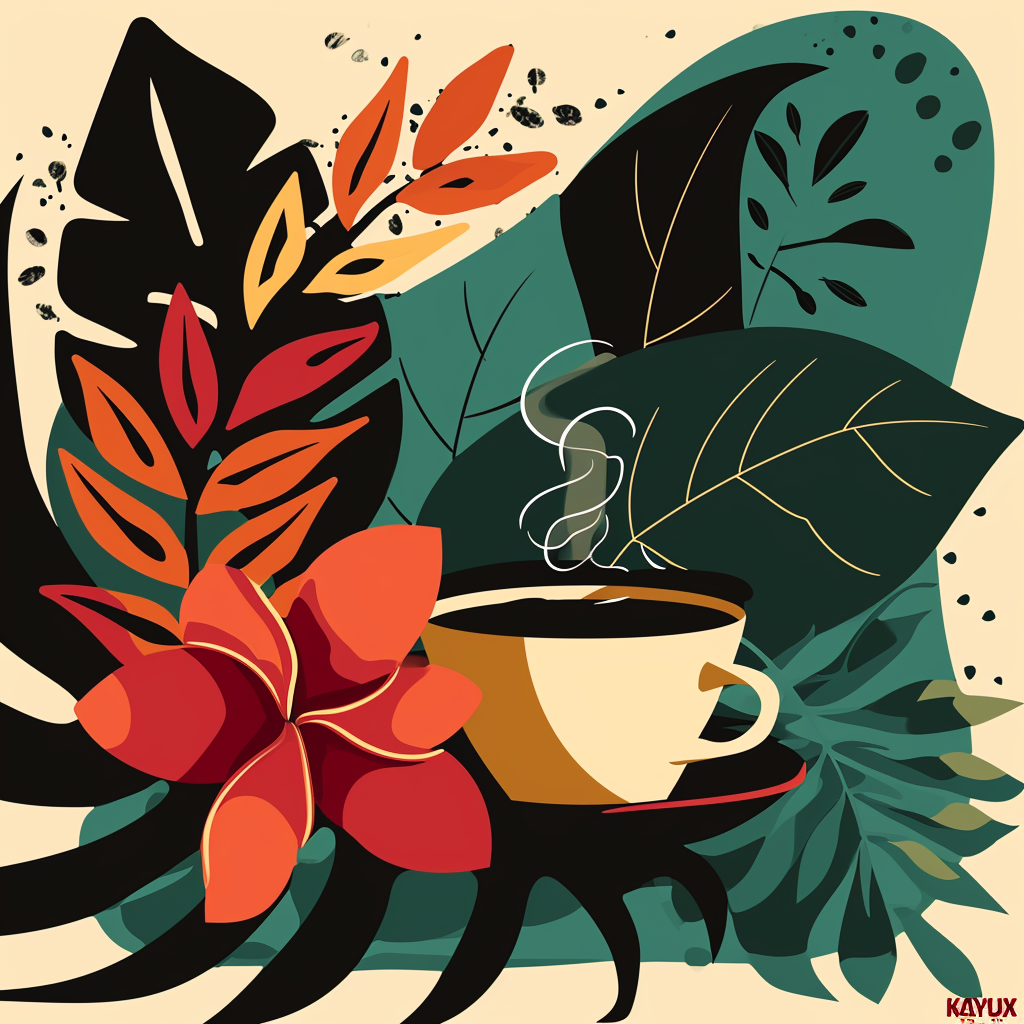 Matisse style tropical coffee logo