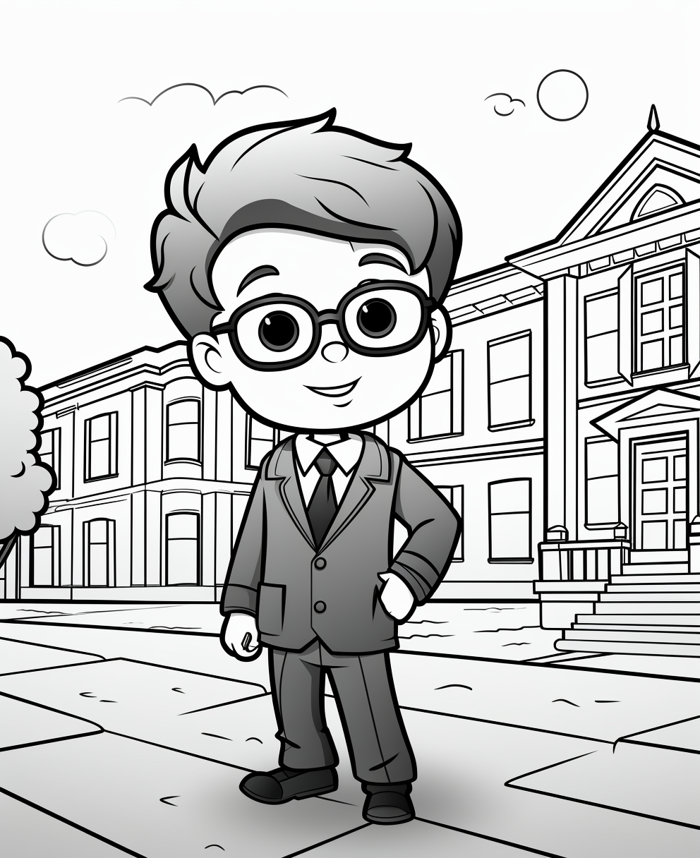 Cartoon little boy banker coloring page