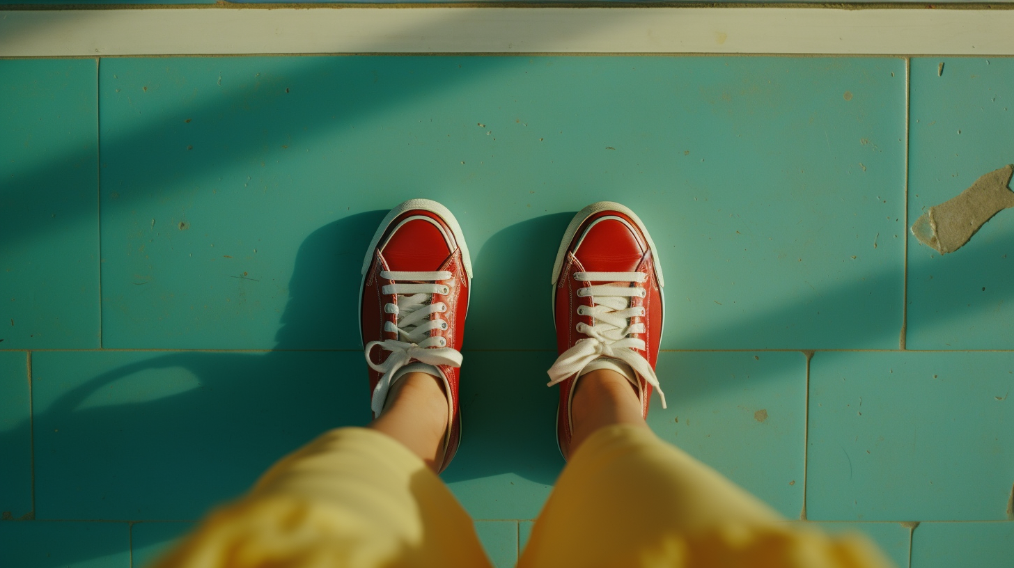 Kid walking with swapped shoes