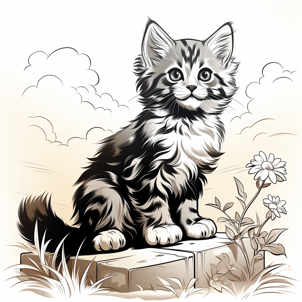 Cute cat sketch for kids