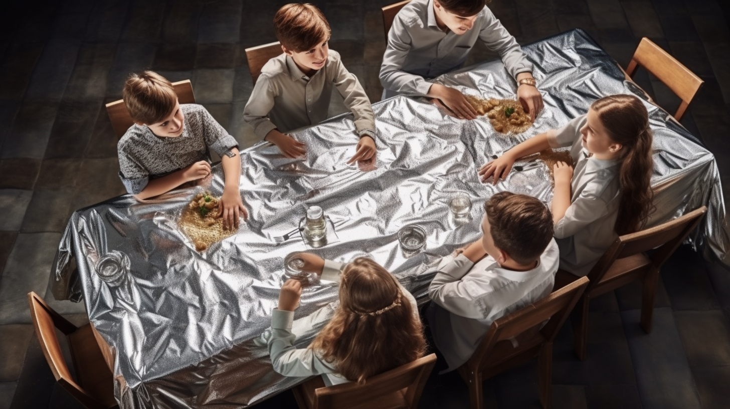 Group of kids sitting at a festive table