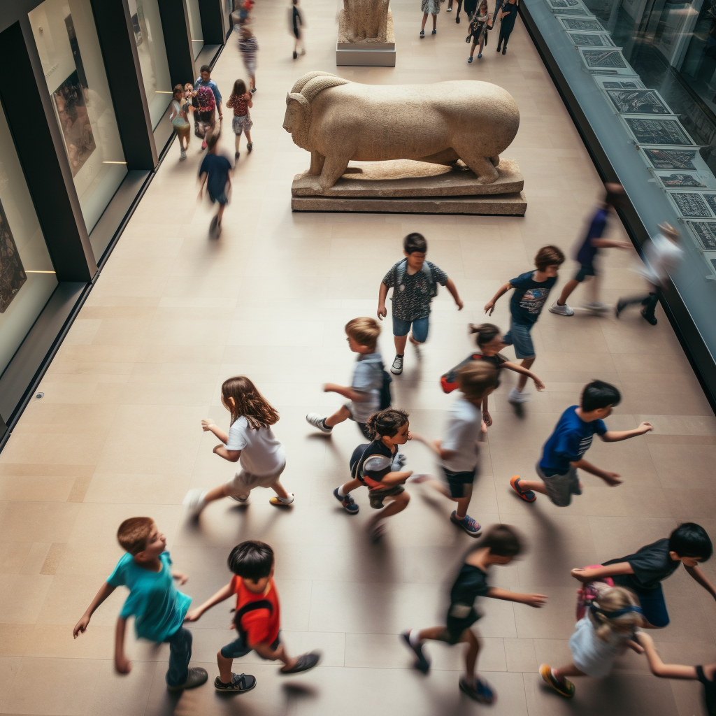 Group of kids exploring British Museum's ancient artifacts