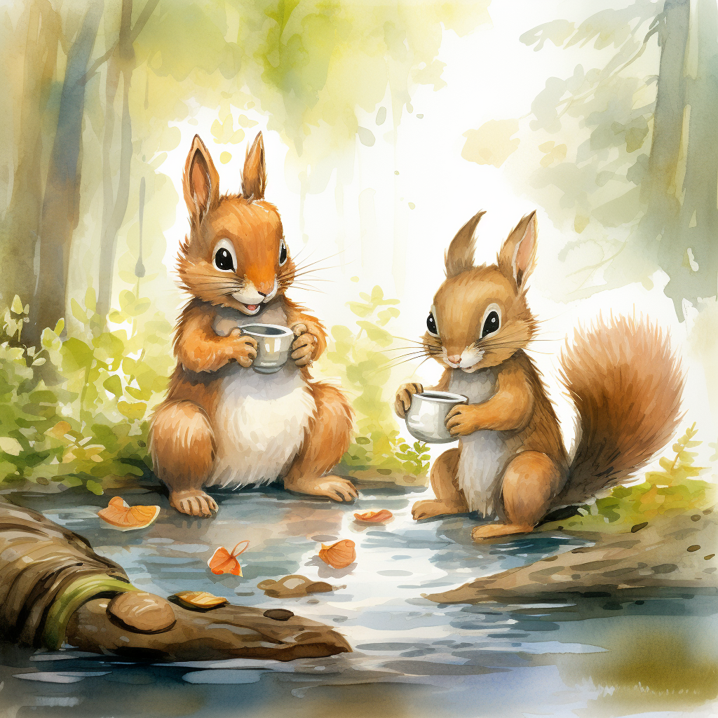 Cute squirrel giving advice in watercolor
