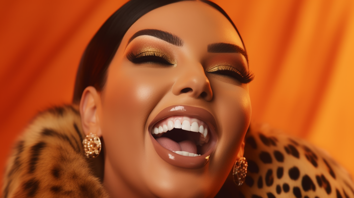 Kim Kardashian Big Smile Orange Studio