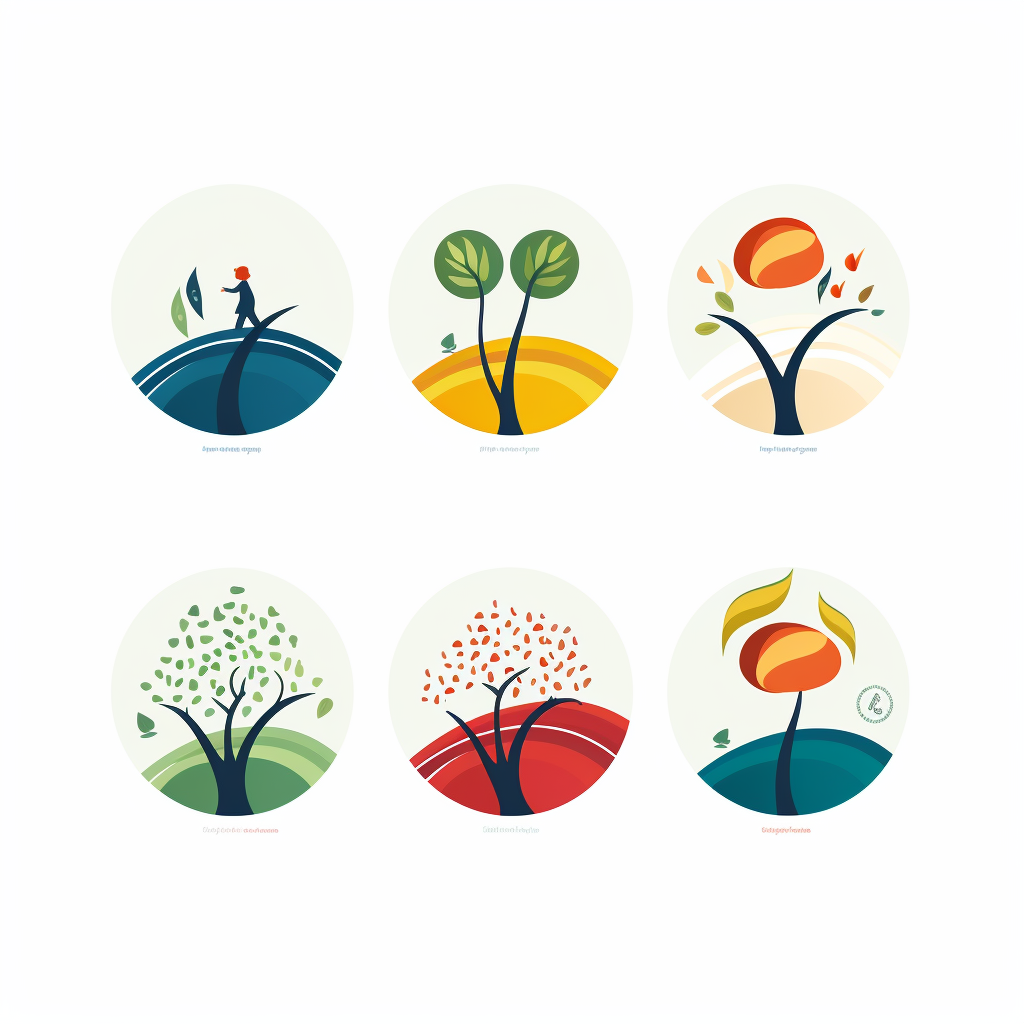 Kindergarten logo with nature and diverse children