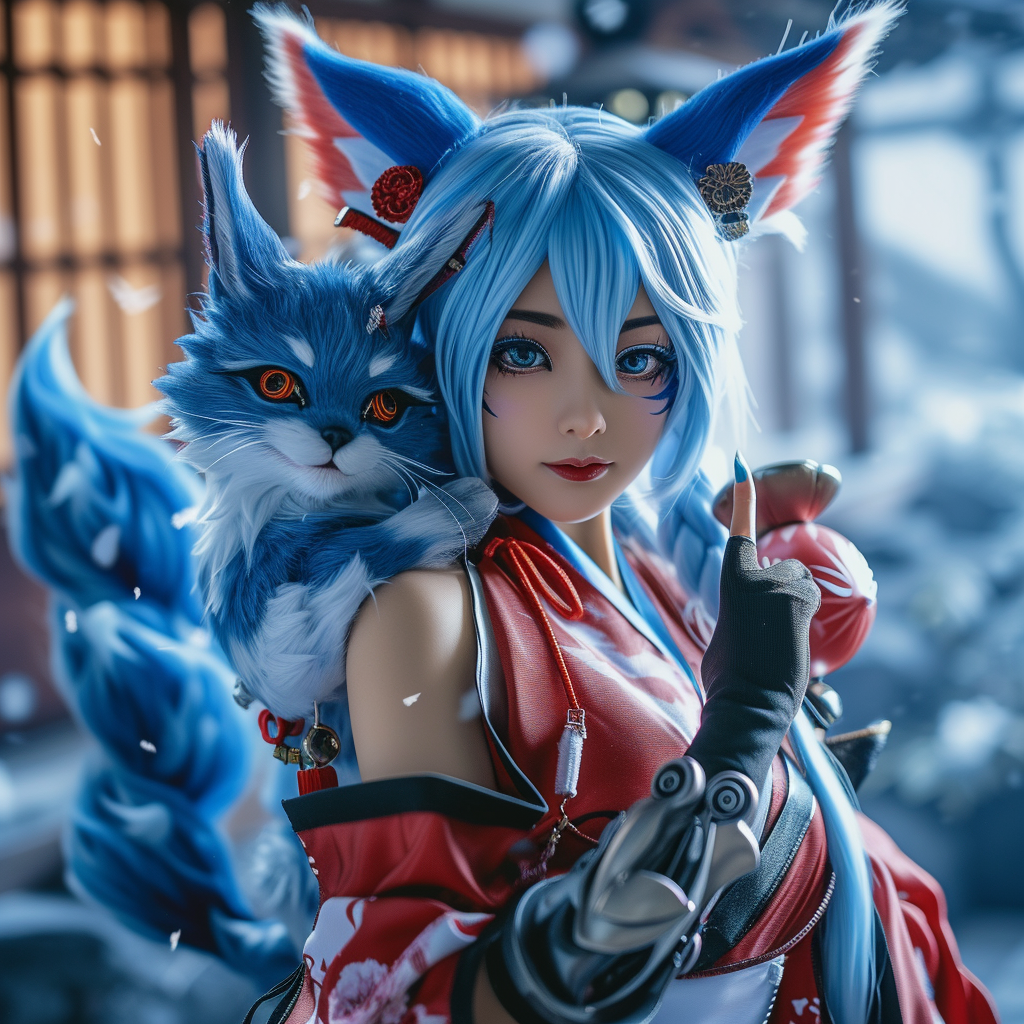 Kiriko Overwatch Blue Kitsune