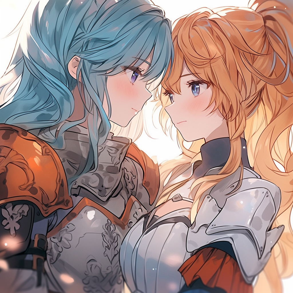 Two Female Knights Flirting on a Romantic Date