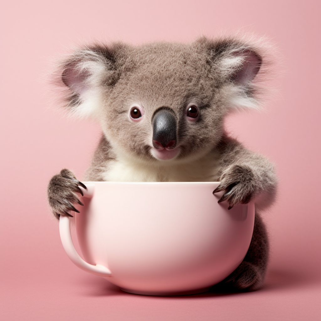 Cute koala holding a pink sign