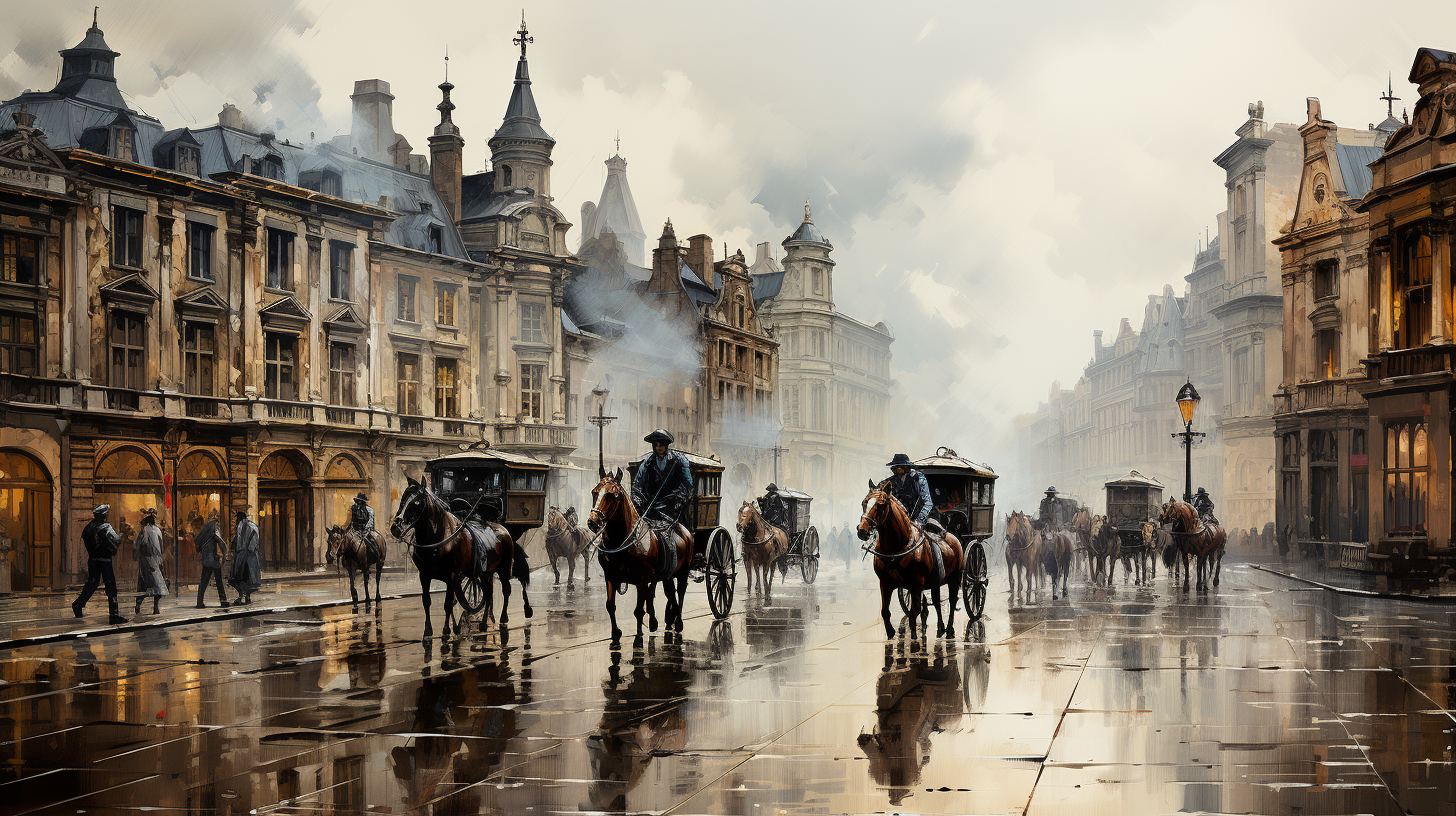 Stunning landscape with people riding horses