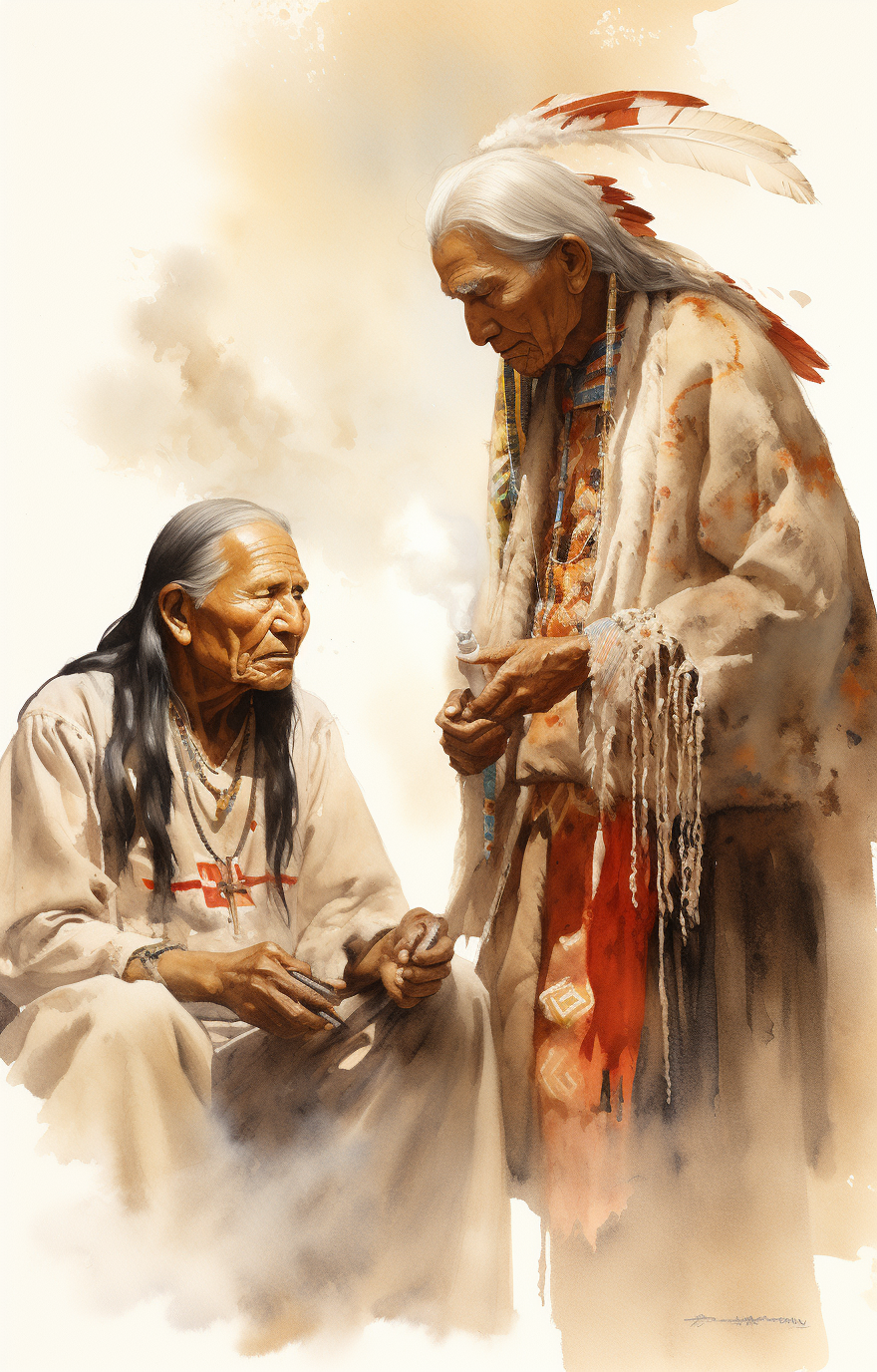 A person receiving an important feather from the tribal chief