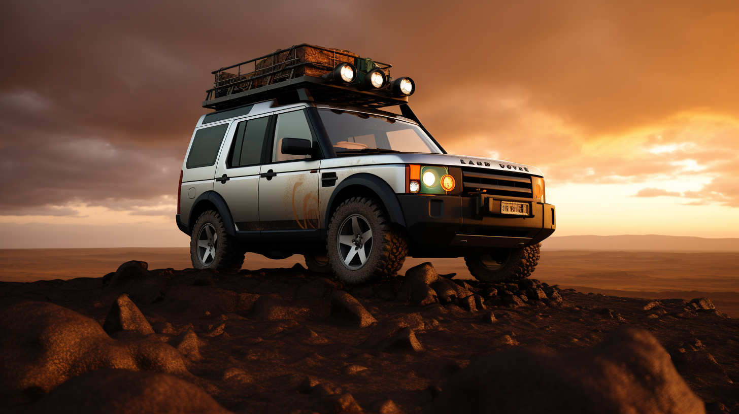 Off-roading Land Rover Discovery in action