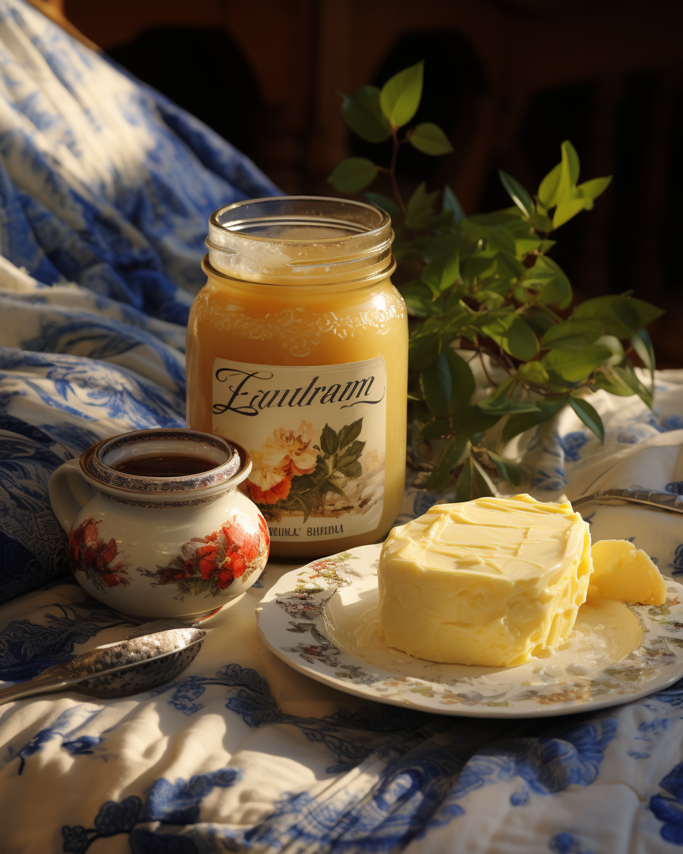 Lanolin butter jar on mattress