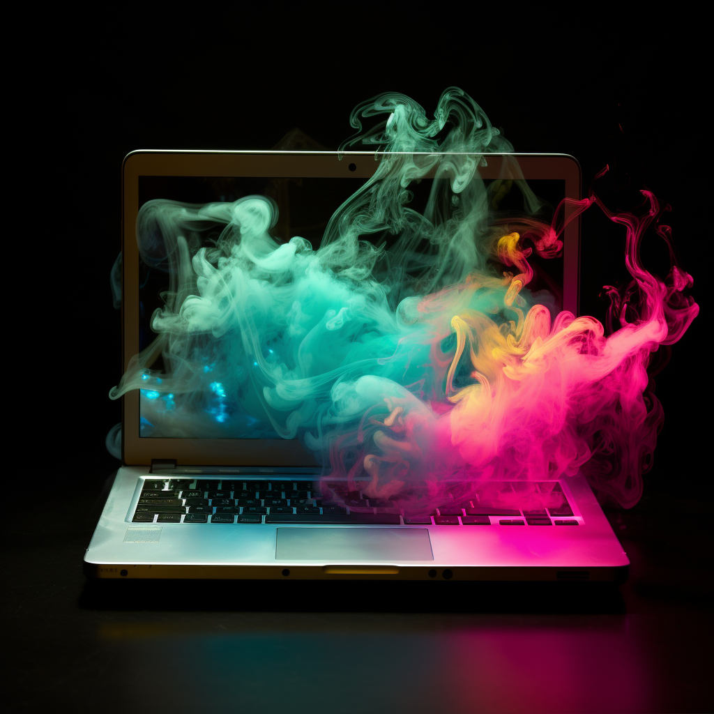 Smoke emerging from laptop in experimental photography