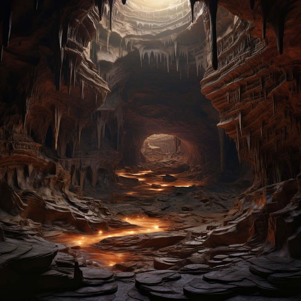 Majestic cavern in earth's center