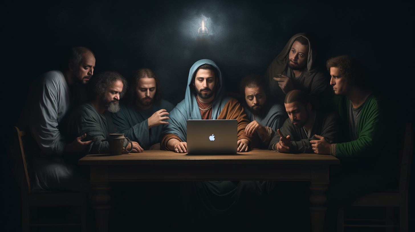 Last Supper with Disciples and Laptop