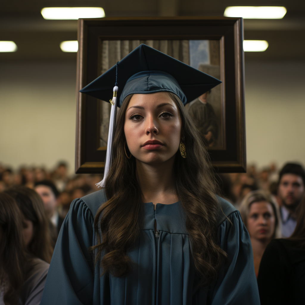 Smiling Latina Woman Graduating Surrounded by Family