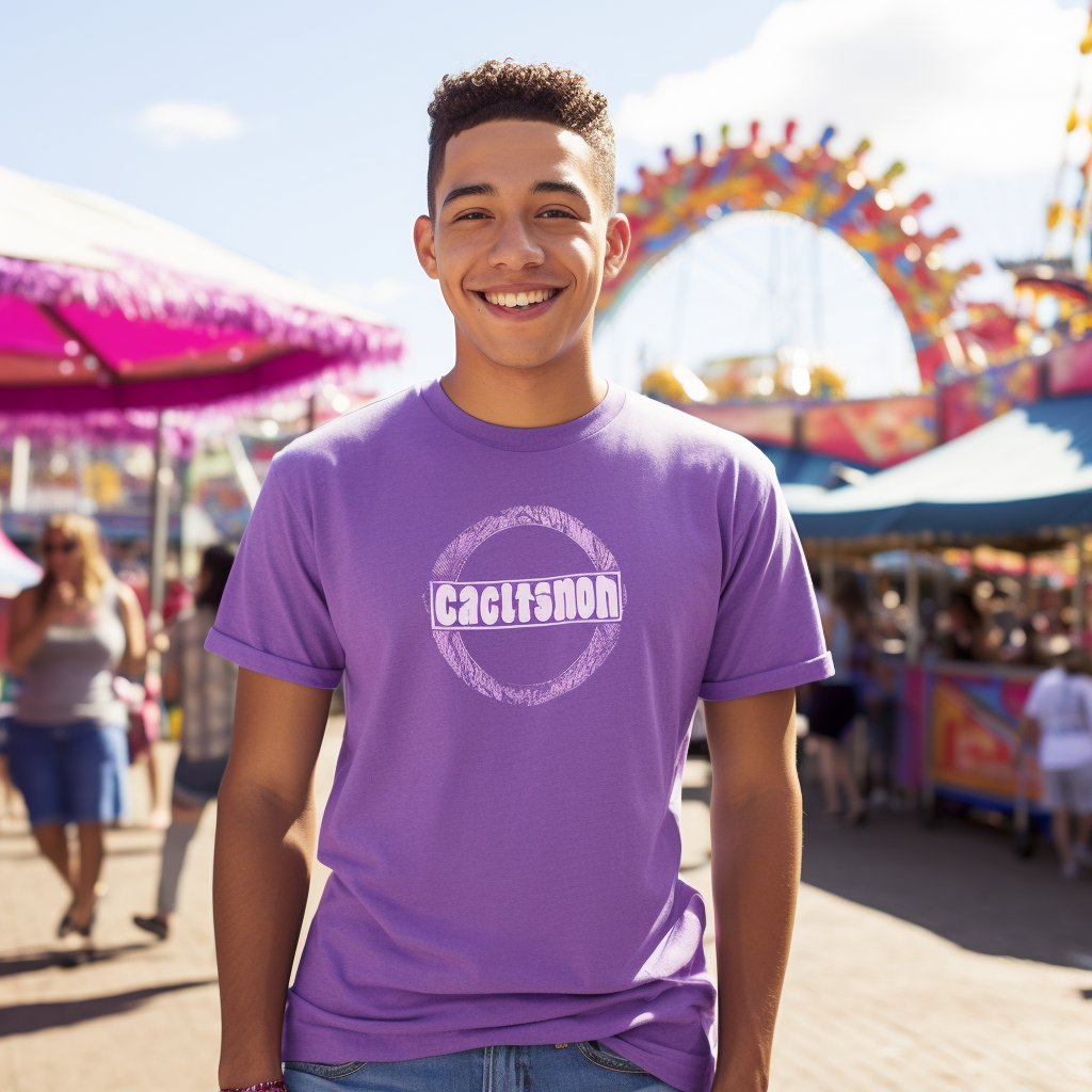 Smiling Latino Male in Purple T-Shirt