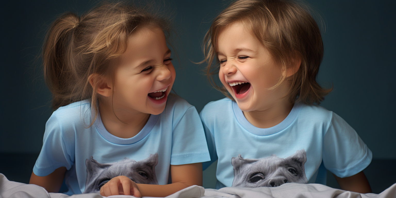 Two cute kids wearing a t-shirt together