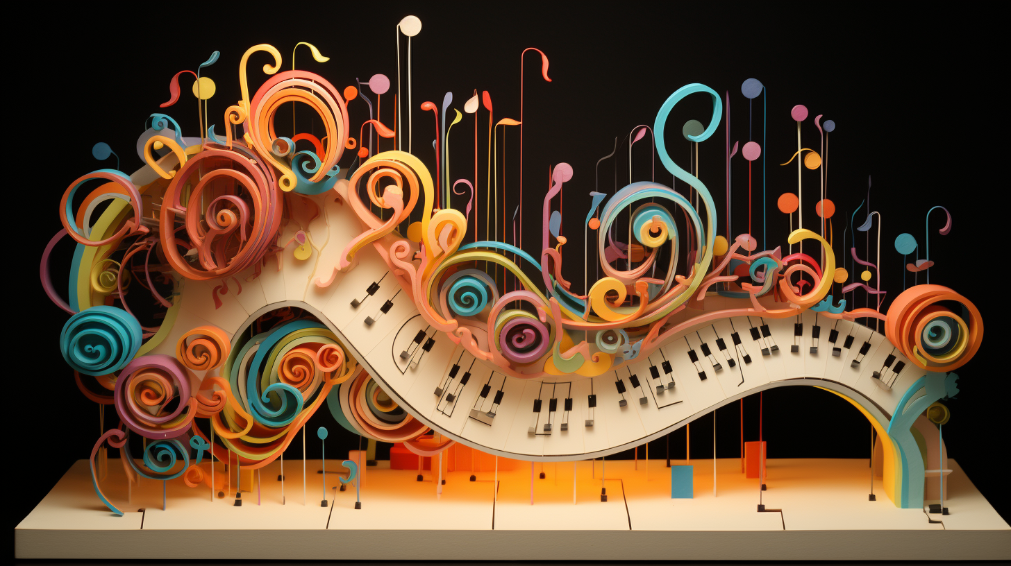 Whimsical layered paper art musical sound machine