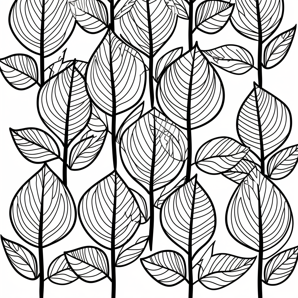 Leaf Pattern Coloring Page Template