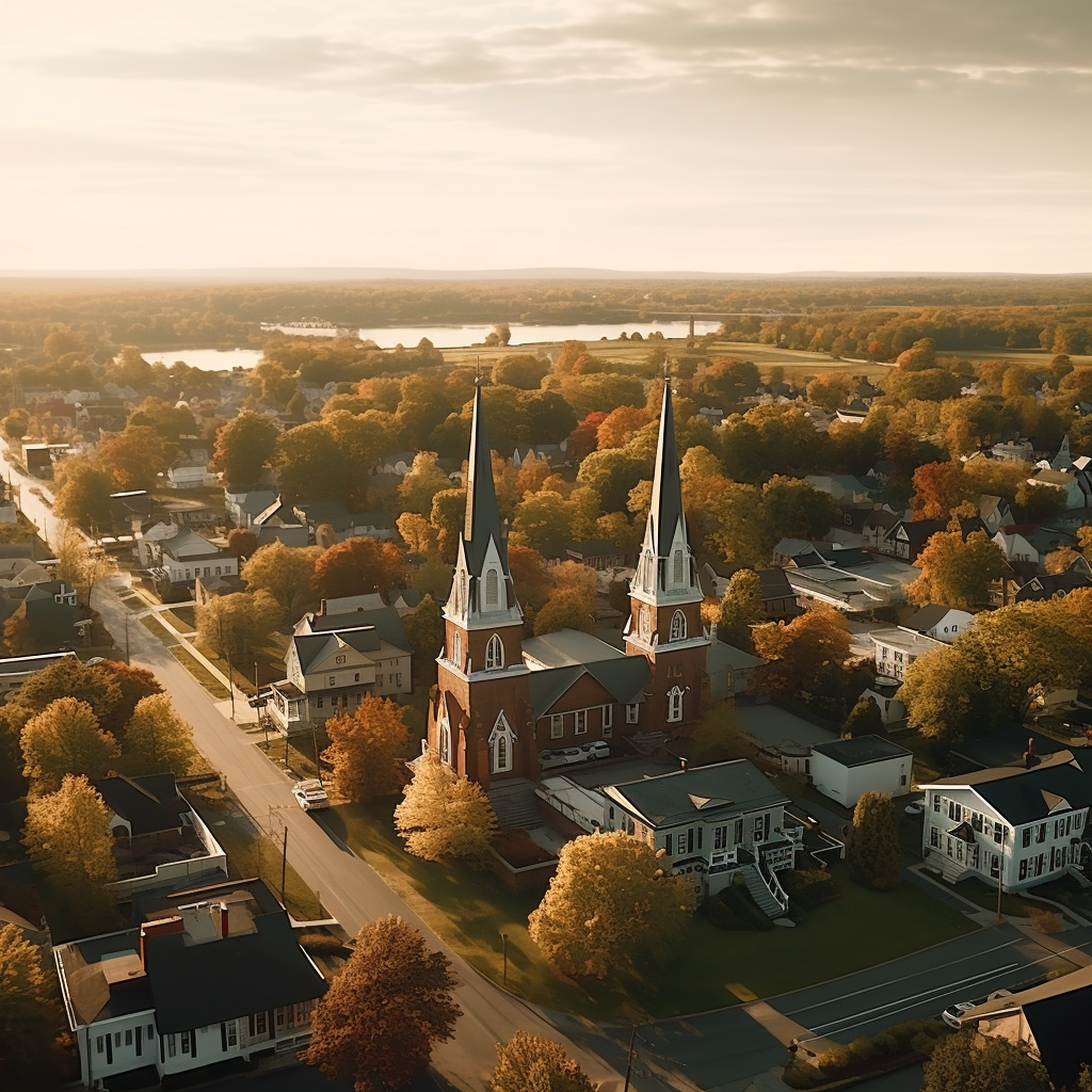 Beautiful cinematic view of Leesburg, VA