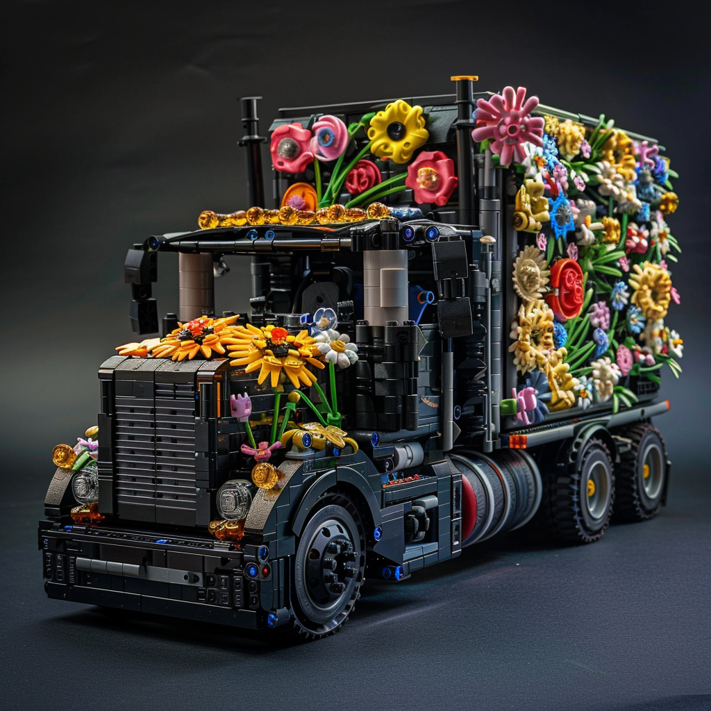 Dark Truck Model with Flowers