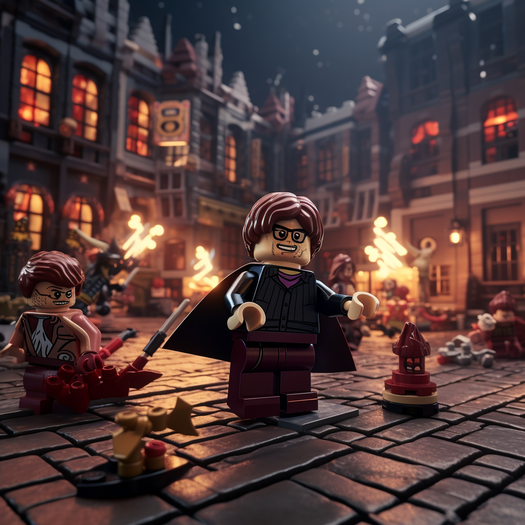 Lego Star Wars and Lego Harry Potter engage in an intense battle