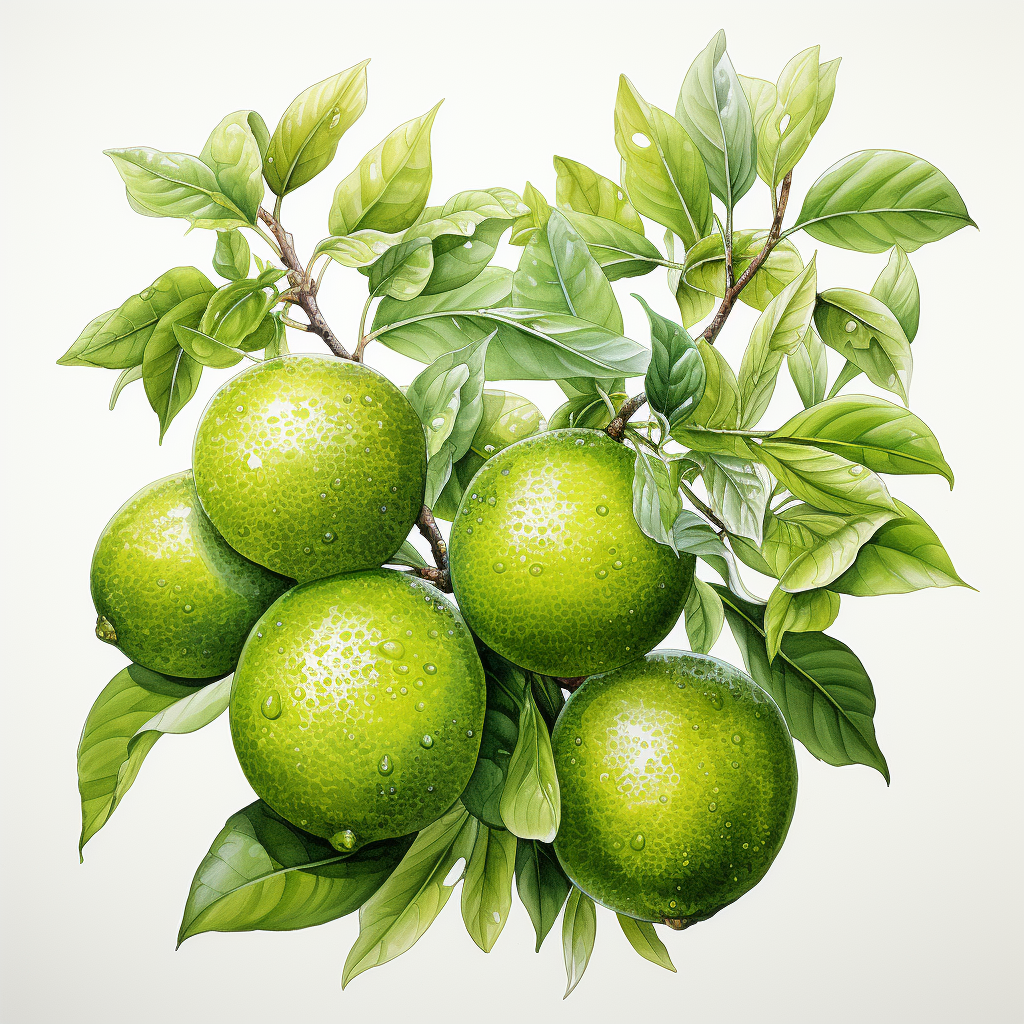 Lemons and Lime Fruit on White Background