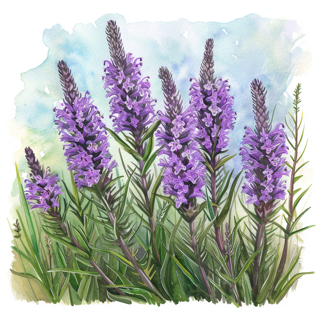 Liatris Spicata Watercolour Illustration Art