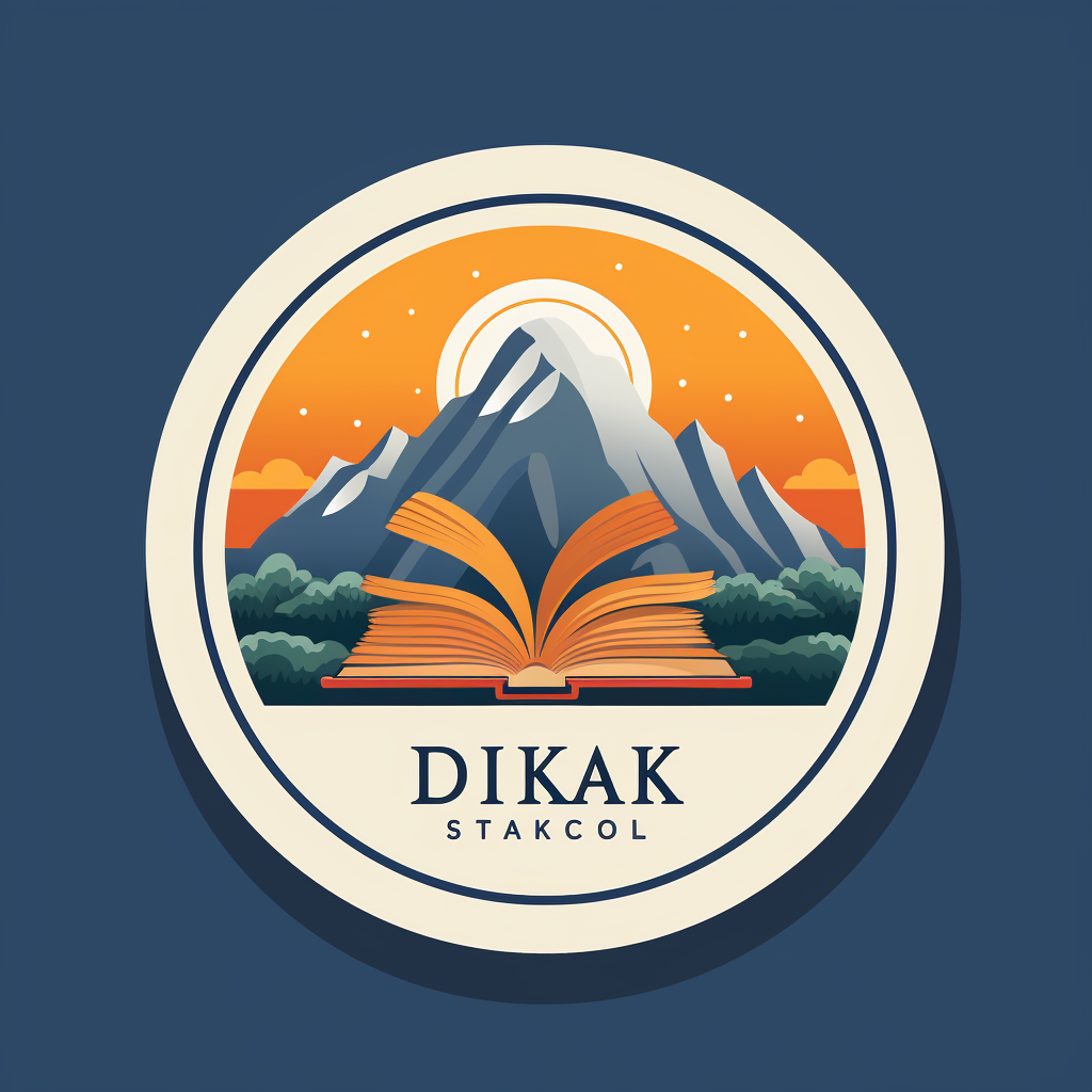 Round logo for library with book