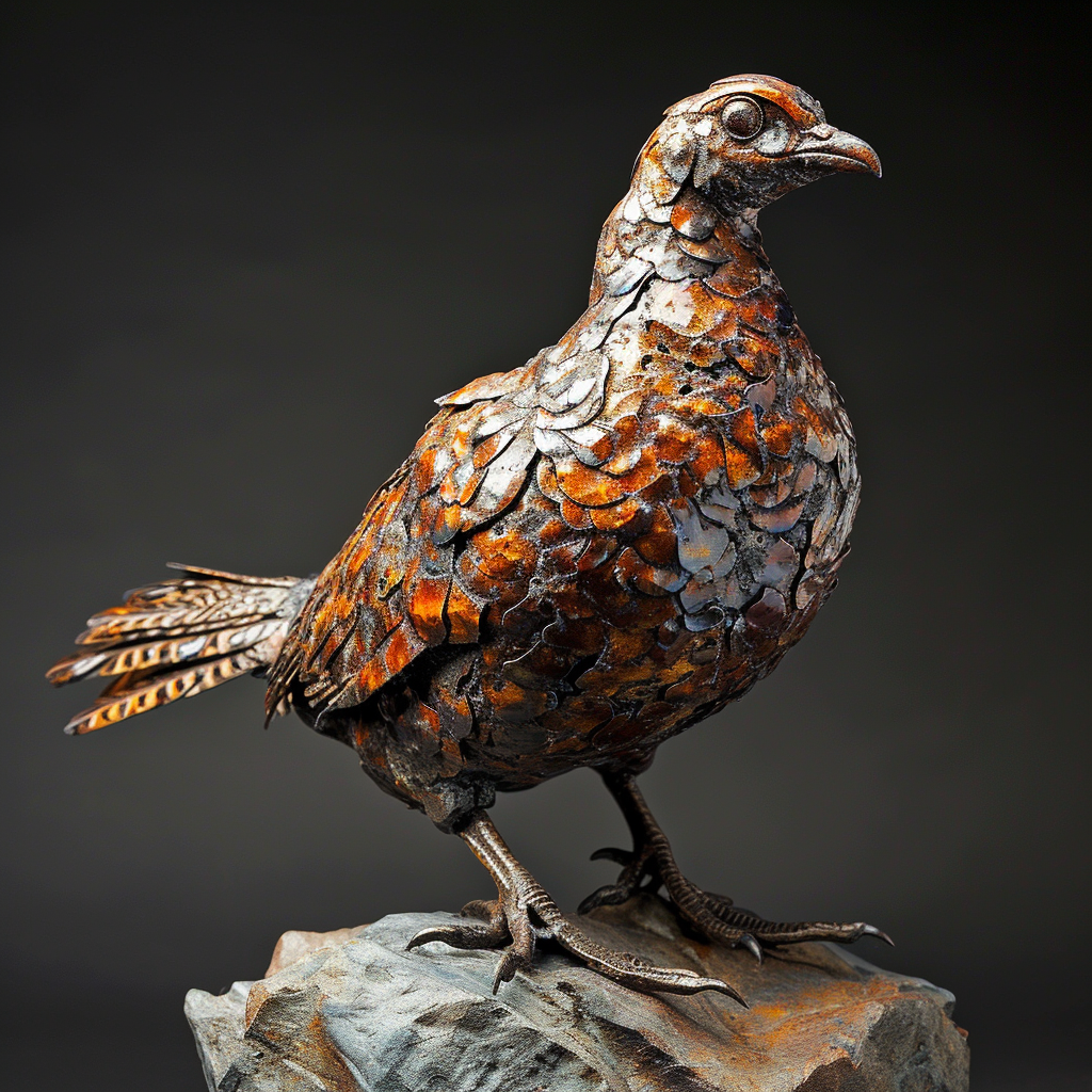 Stunning Ruffed Grouse Steel Sculpture