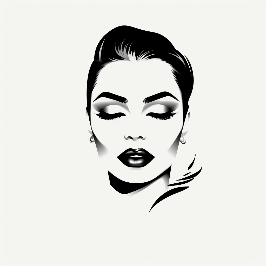 Minimalistic Makeup Logo on Black and White Background