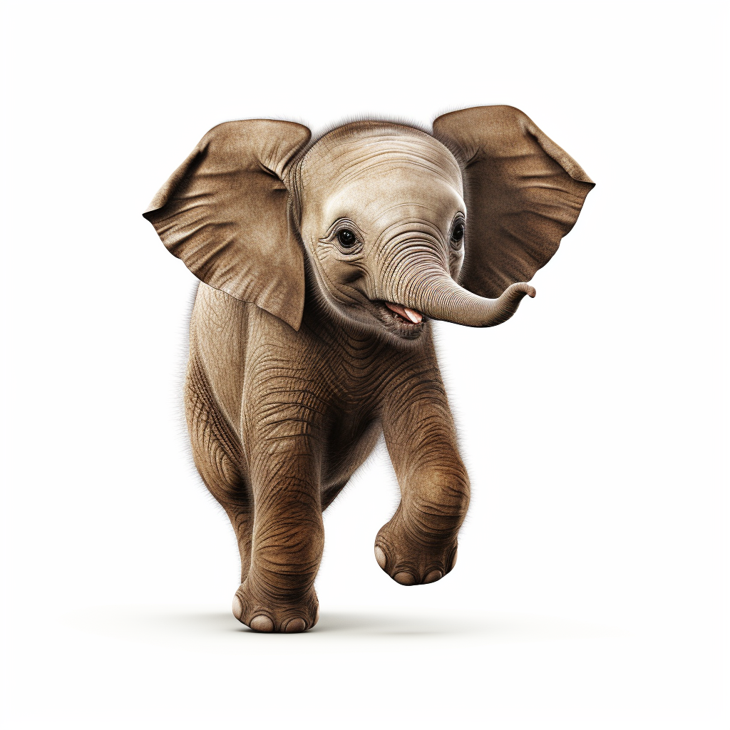 Little Elephant Jumps Height Isolated White Background