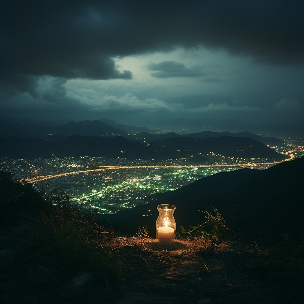 Little light candle in Monterrey Mexico mountains