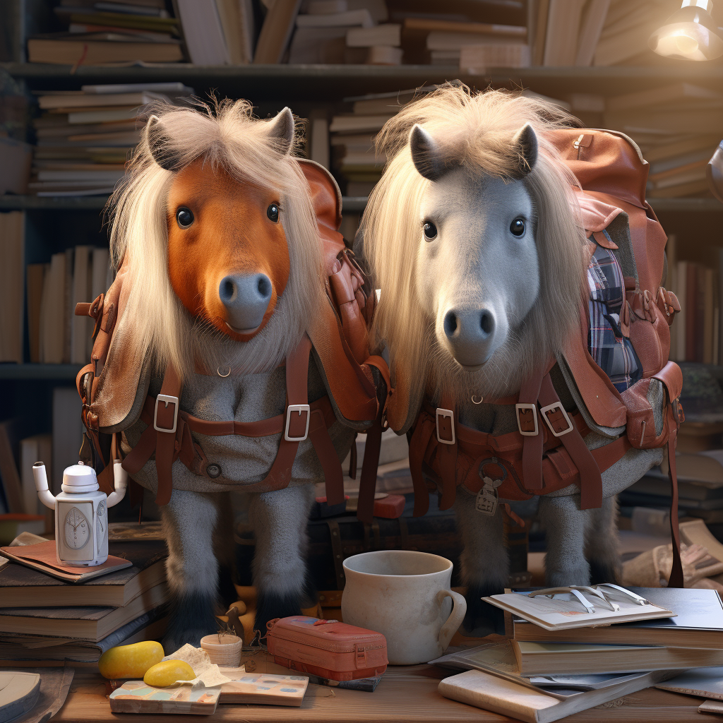 Cute Ponies with Education-related Elements