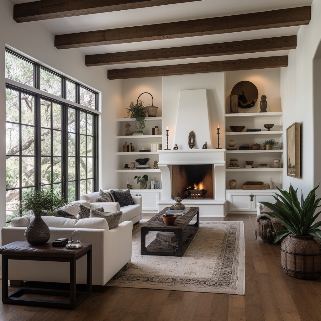 Transitional Living Room with Fireplace and Entertainment Center