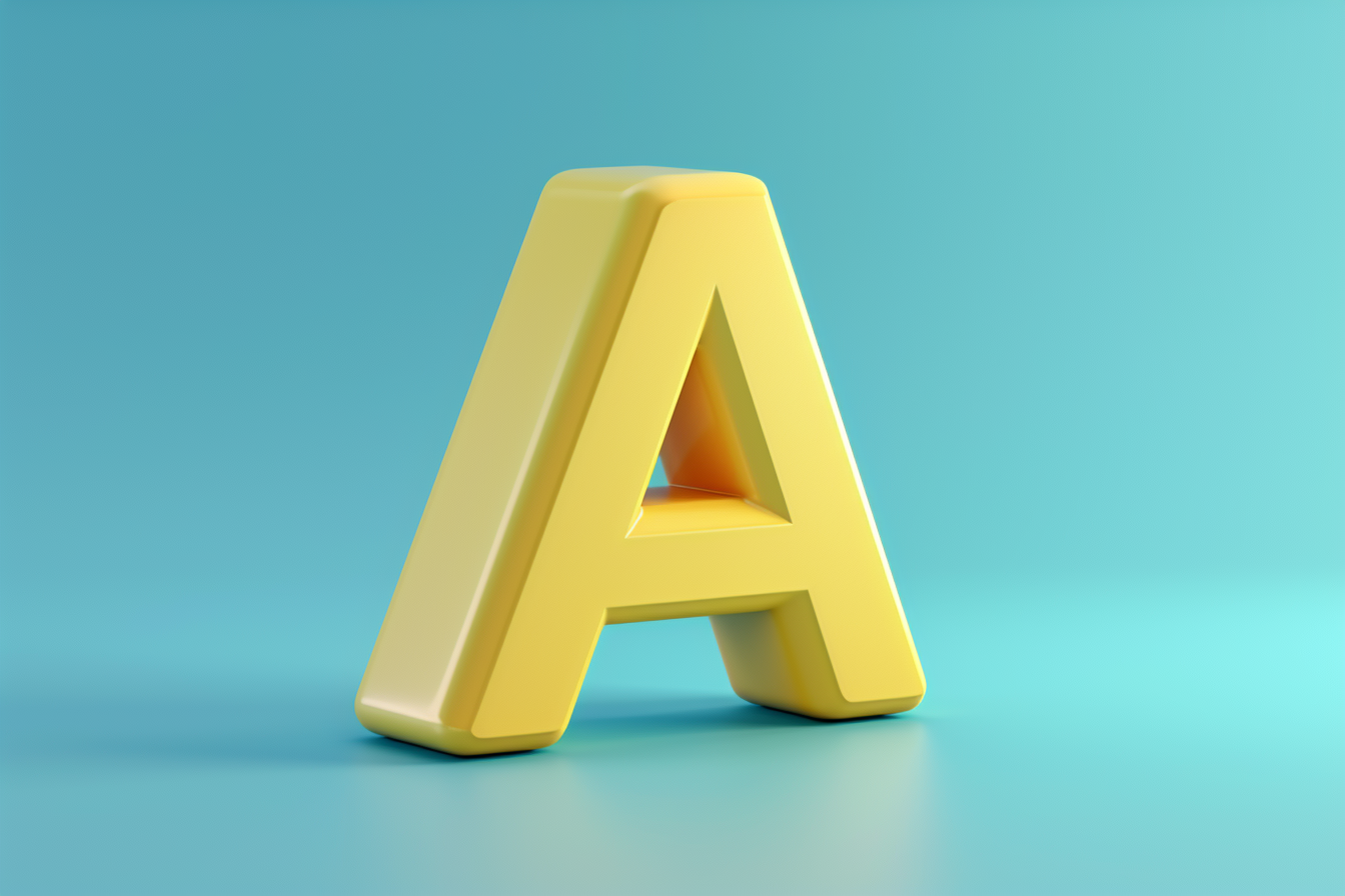 3D digital logo letter A emoji material