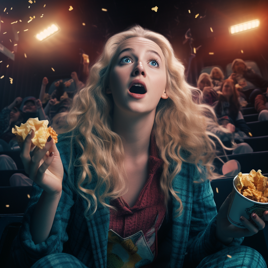 Luna Lovegood enjoying popcorn in theater